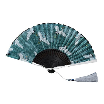 上手家居 鋁合金折扇 古風扇 手扇 23 x 1.5cm  1支  黑色 + 綠色 + 白色