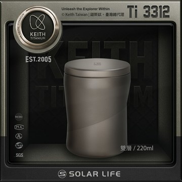 Keith 鎧斯鈦銀河雙層保溫杯 220ml / Ti3312.純鈦水杯 鈦咖啡杯 隔熱鈦杯 雙層露營杯 保溫馬克杯