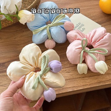 两件9.9折🔥臺灣出貨🔥可開發票✅鬱見春天立體鬱香大腸髮圈女高級感丸子頭髮繩春夏新款髮飾品