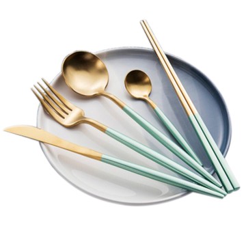 餐具 304不鏽鋼餐具 餐刀 湯匙 筷子 環保餐具 馬卡龍色調 廚房料理 刀叉【E0020】