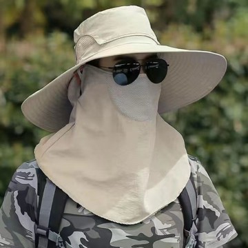 Ylie 帽子男 遮陽帽 防曬遮陽帽 登山帽帽子男漁夫帽夏季釣魚帽戶外遮陽帽可拆卸帽子防水遮臉登山帽