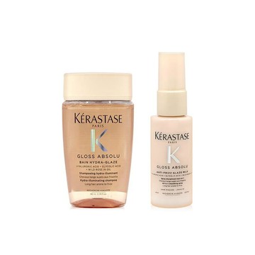 洗髮｜潤髮｜護髮 Kerastase 巴黎卡詩 釉光香頌玫瑰養護組(髮浴80ml+精華噴霧45ml)