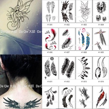 自由羽翼 羽毛款 微刺青 共2000款👑大邱紋身👑【T08H】TATTOO 防水 紋身貼紙刺青貼紙紋身貼刺青貼 T08