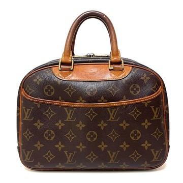 正品 Louis Vuitton Trouville PVC 和皮革字母手提包，M42228，二手