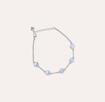 安珠 月光石 藍色 圓形 蛋面 4mm 手鍊 和諧系列 Care 寶石銀飾