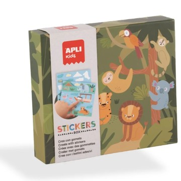 西班牙APLI kids 創意貼紙遊戲-動物幾何貼貼樂-20076