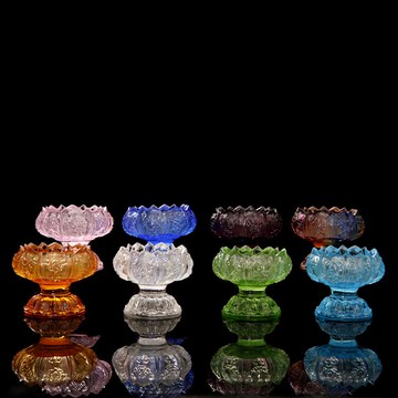 家用佛堂古法琉璃蓮花燈佛燈蠟燭臺酥油燈座八供水杯貢碗小號