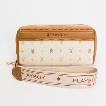 PLAYBOY - 雙層拉鏈長夾 Dynamic系列 - 米色/532-5211-01-3
