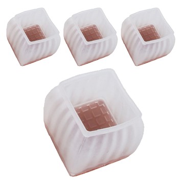 AXIS 艾克思 加厚方形豎紋桌椅防刮毛氈底TPE腳套 四件組  邊長3cm  1組  白色
