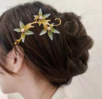 寶石琉璃花系列【珍珠綠楓葉】~藤蔓花葉夾