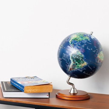 #AR互動款 SkyGlobe 10吋衛星原貌木質底座立體地球儀/中英文對照