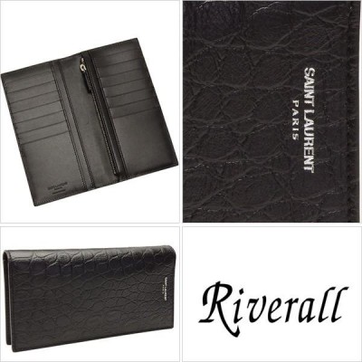 サンローランYSL クロコダイル型押し 長財布 黒 極美✨サンローラン 長財布 ラウンドファスナー YSL クロコ型