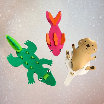 安全 MIT 3D立體動物組合 享受DIY樂趣 (鱷魚/水獺/魚)