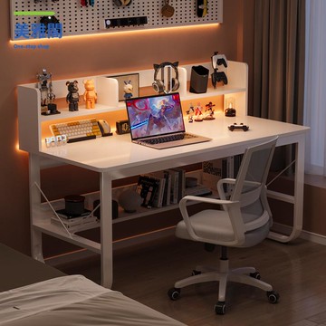 電腦桌 臺式家用臥室書桌 書架一體帶抽屜學生寫字桌學習桌 辦公桌子myg7221