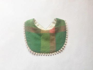 春色棉質圍兜綠色格紋