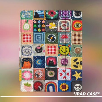 原創小眾藝術彩色方塊適用11代2025款air7ipadpro三折ipad殼防彎亞克力平板殼9代10.2寸air4/5mini7帶筆槽