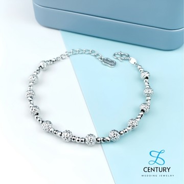 【世紀白金】Pt950鉑金手鍊 刻花幸運珠串手鍊