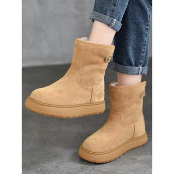 加厚保暖雪地靴女真皮2025新款冬季棉靴棉鞋厚底中筒加絨短靴女款