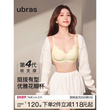 (免運)虞書欣同款ubras小花瓣內衣薄款小胸聚攏無痕本命年紅送禮文胸罩