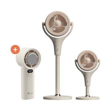 UNIFUN 智慧聲控3D立式循環扇 送 冰敷手持渦輪風扇 (DC直流變頻 空氣循環扇 涼扇 語音 電風扇 落地電風扇)
