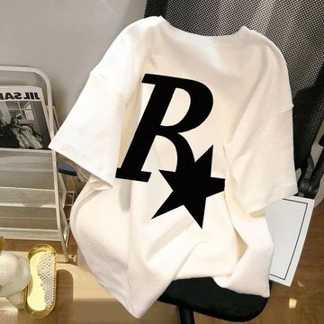 不起球白色短袖t恤女新款寬松oversize超好看情侶上衣潮
