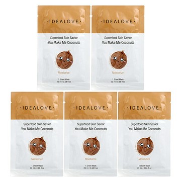 Idealove, Superfood Skin Savior，You Make Me Coconuts，5 片美容片裝面膜，每片 0.68 液量盎司（20 毫升）