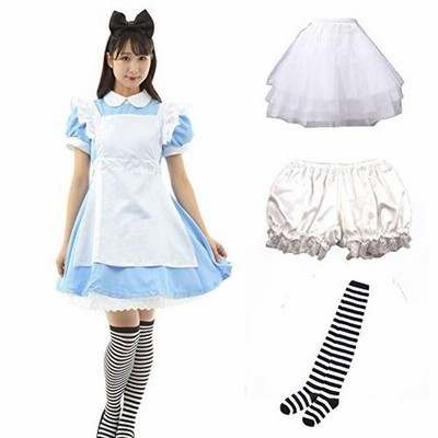 Eleeje アリス 風 ワンピース パニエ ドロワーズ セット ハロウィン コスチューム コスプレ 衣装 メイド Alice めいめい 通販 Lineポイント最大get Lineショッピング