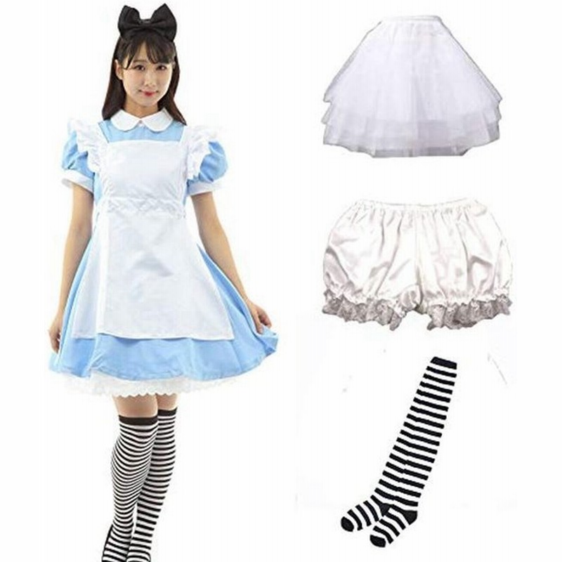 Eleeje アリス 風 ワンピース パニエ ドロワーズ セット ハロウィン コスチューム コスプレ 衣装 メイド Alice めいめい 通販 Lineポイント最大get Lineショッピング