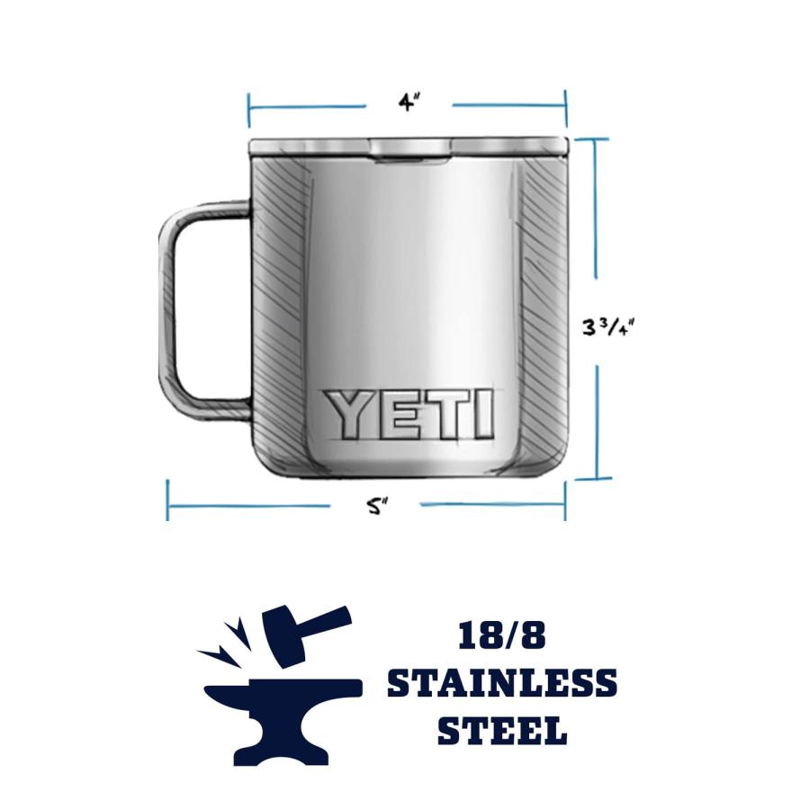 YETI Rambler 14オンス マグカップ マグスライダー蓋付き 真空断熱 ステンレス製、アルパインイエロー