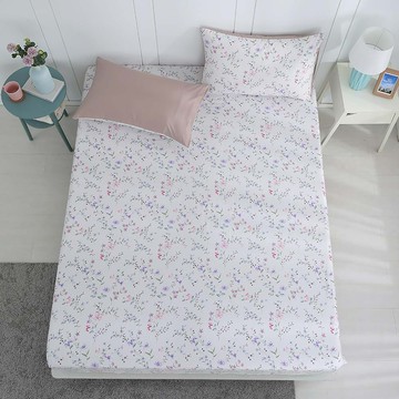 HongYew 鴻宇 美國棉床包枕套組 300織  凱辛 白色 + 棕色  床包 + 枕套  單人(床包186 x 105cm + 枕套75 x 50cm)