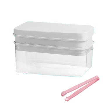 Vanibaby - 按壓式製冰盒 雙層含蓋56格 (大容量 秒脫 玫瑰造型 附冰夾 蓋子)-顏色隨機