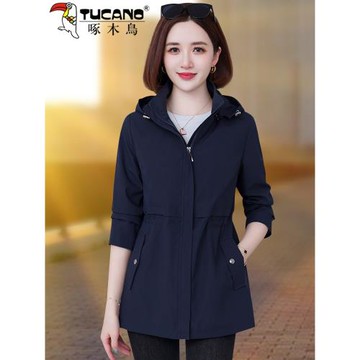 啄木鳥女士風衣外套2026新款今年流行爆款春秋中年媽媽中長款上衣