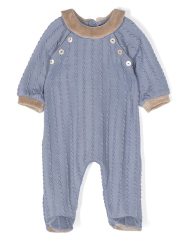 La Stupenderia - cable-knit pajamas - kids - Viscose/Polyester/Elastane - 3 mth - Blue