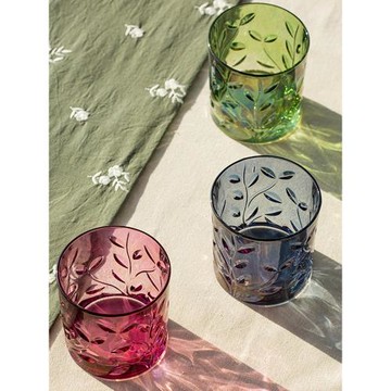 意大利ZECCHIN純色葉紋系列洋酒杯水晶玻璃水杯刻花高檔威士忌杯