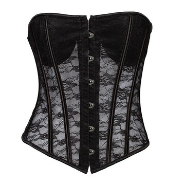 新款歐美宮廷束身衣 緊身胸衣半透明含胸杯塑身衣 黑白色蕾絲夏日鑫弘-素時衣櫥