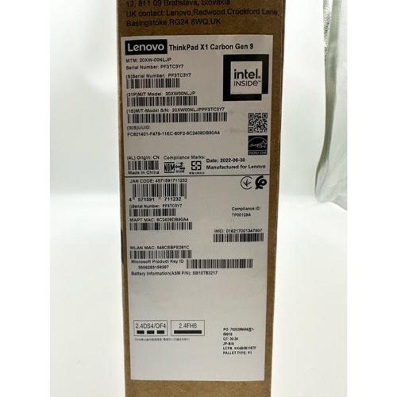 Lenovo ThinkPad X1 Carbon Gen 9（LTE） i5 第11世代 SSD256GB メモリ ...