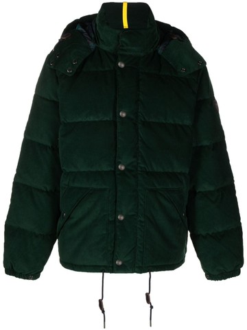 Polo Ralph Lauren - detachable-hood corduroy jacket - men - Calf Suede/Recycled Polyester/Feather Down - S - Green
