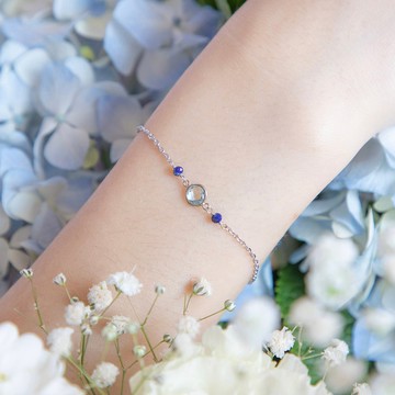 藍托帕石925純銀佐青金石果實手鍊