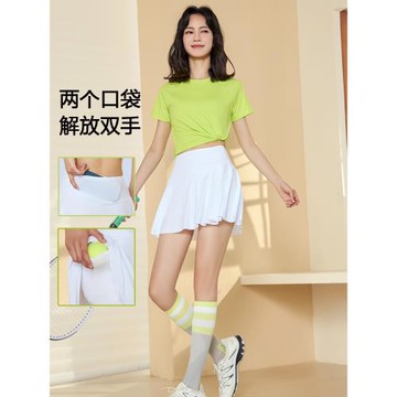 跑步運動套裝女大碼夏晨跑速干網球裙速干短袖T恤瑜伽健身服上衣