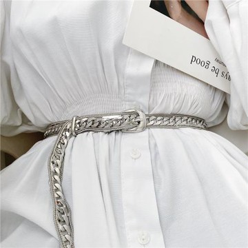 個性金屬鏈條腰帶韓版時尚簡約百搭牛仔褲褲帶氣質連衣裙束腰腰鏈