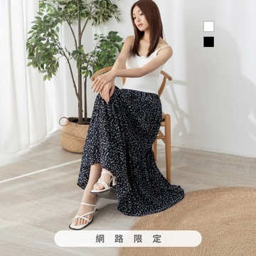 niceioi 韓系花漾少女碎花棉質蛋糕長裙