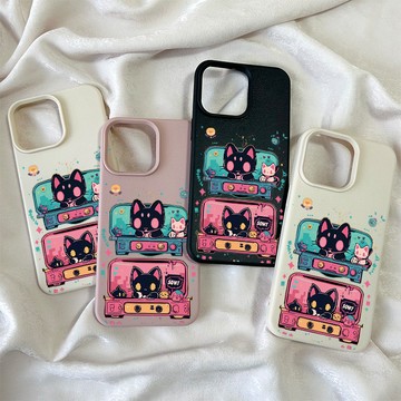 適用iPhone14 13 12Pro 11 XR皮革紋防摔殼16P可愛卡通風8P 7P 16PM 15Plus保護套