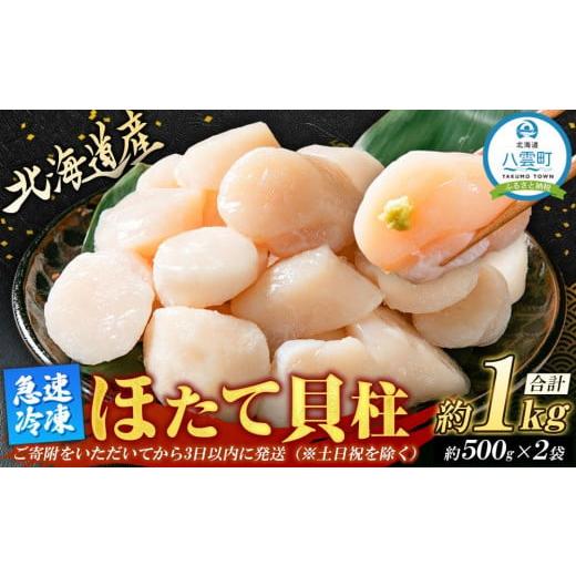 ふるさと納税 北海道 八雲町 急速冷凍ほたて貝柱　約500g×2袋 合計約1kg 【 ホタテ 大粒 北海道 貝柱 帆立 冷凍 刺身 海産物 魚介類 水産物応援 水産物支援 …