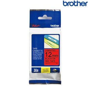 Brother兄弟 TZe-431 紅底黑字 標籤帶 標準黏性護貝系列 (寬度12mm) 標籤貼紙 色帶