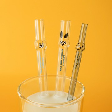 好玻 GOODGLAS 餃貓FAMILY聯名造型玻璃吸管組 - 餃貓