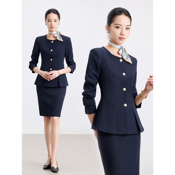 連衣裙職業套裝工作服女2025秋冬新款顯瘦遮肚子珠寶店美容院工裝