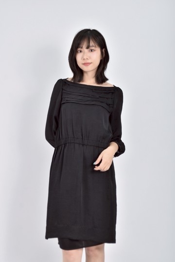 (M) michel klein質感兩件式長袖微透黑色洋裝