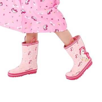 愛北鼻 兒童雨鞋 粉獨角獸 手提  150mm