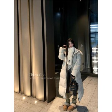 車遲恩Chien過膝女冬連帽羽絨服
