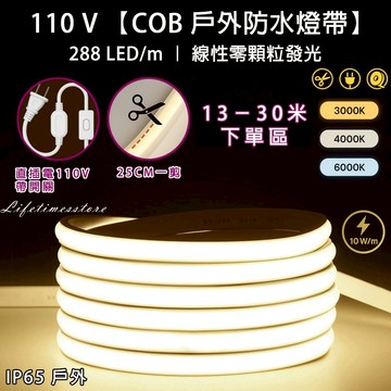 現貨【時光生活】110V燈條 COB燈條 柔性燈條 戶外防水燈條 防水燈條 間照燈條 13-30米